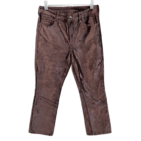 FREE PEOPLE Boho Velvet Crop Flare Leg Pant in Taupe 29 - Picture 1 of 8